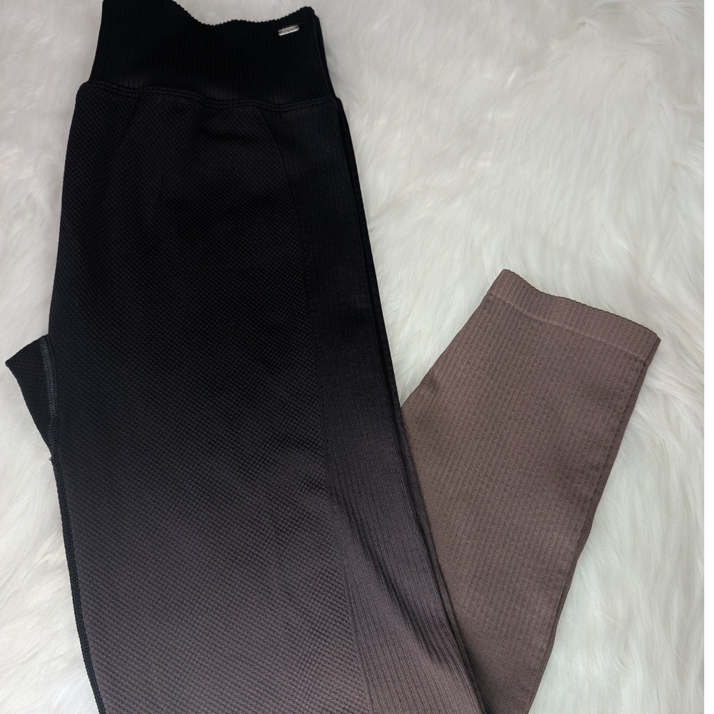 PINK Active Leggings Womens Large Black Brown Ombre Seamless High Waist 413236